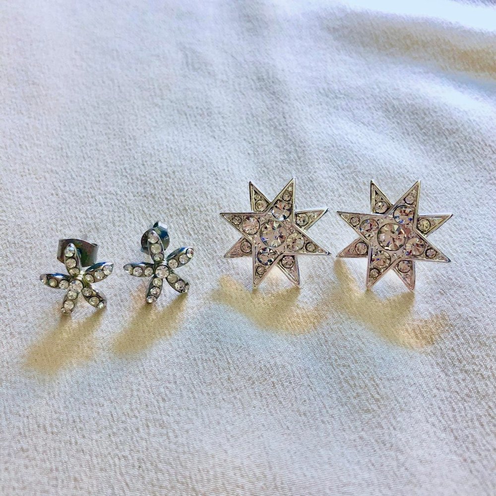 Sterling Silver Star/stardust Shaped Earring Sets